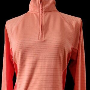 OVATION 1/4 ZIP Long Sleeve SUNSHIRT Textured ORANGE ladies size M NWT